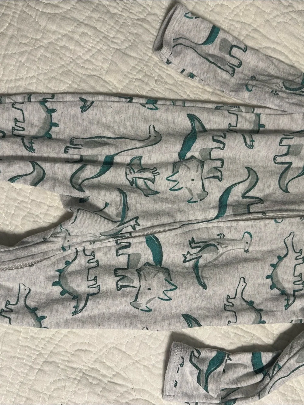 0290 Baby Dino and Stripe Pajama Set - Green & Navy 5 piece sleeper bundle 3mth